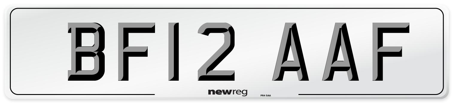 BF12 AAF Number Plate from New Reg